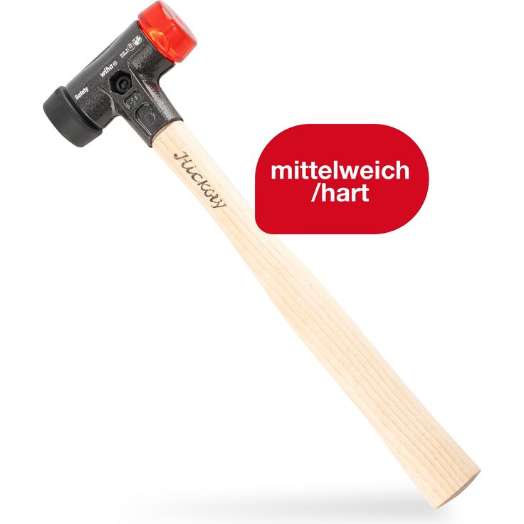 Wiha Schonhammer Safety mittelweich und hart (26611) I Gummihammer mit hochwertigem Hickory Holzstiel I Rund-Schlagkopf 30mm - Preisvergleich – Bild 2