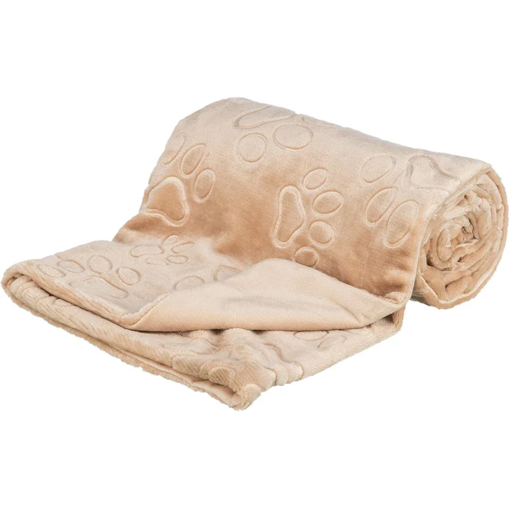 Trixie Hundedecke Barry Softplush Beige, hypoallergenes Hundebett + Katzenbett, 150 x 100 cm, zweischichtiges Design mit Velours-Finish – Bild 1