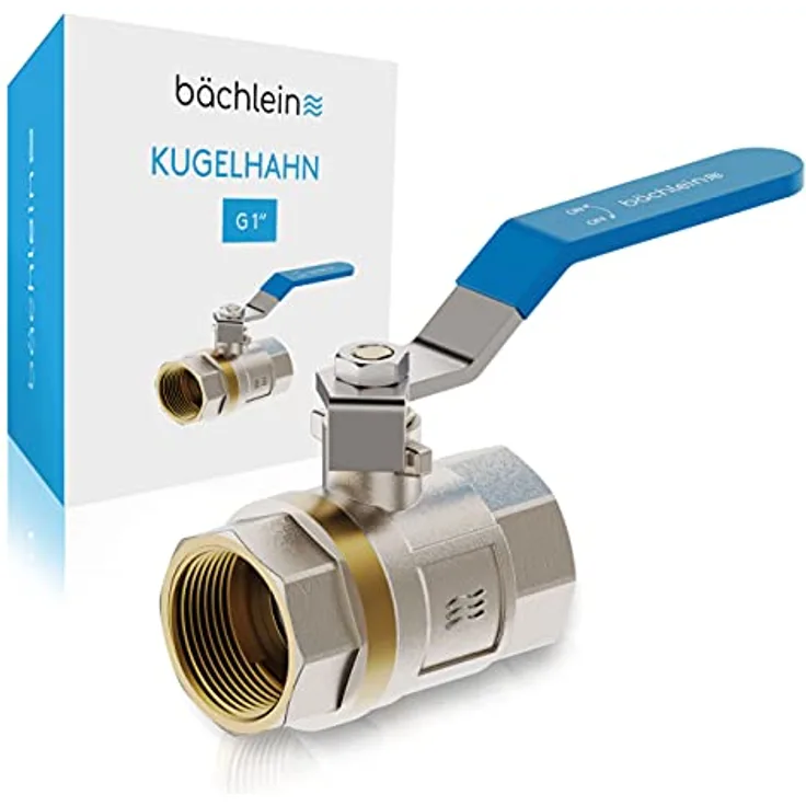 Bächlein Universal Kugelhahn – Kugelventil aus Messing mit Hebel-Griff und beidseitigem 1 Zoll Innengewinde – Absperrventil mit vollem Durchgang