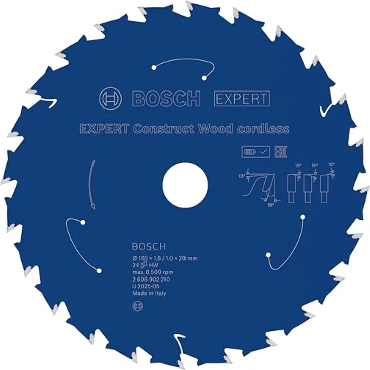 Bosch EXPERT Construct Wood cordless Kreissägeblatt, Ø 165 mm, für Bauholz mit Mörtel und Nägeln, Professional Zubehör