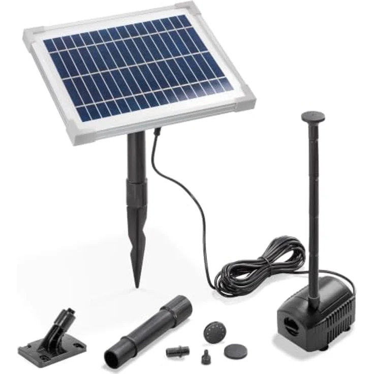Esotec Solar-Teichpumpenset Professional, 420 l/h mit Trockenlaufschutz, 6Wp, inkl. 4 Sprinkleraufsätzen und 5 m Kabel – Bild 1
