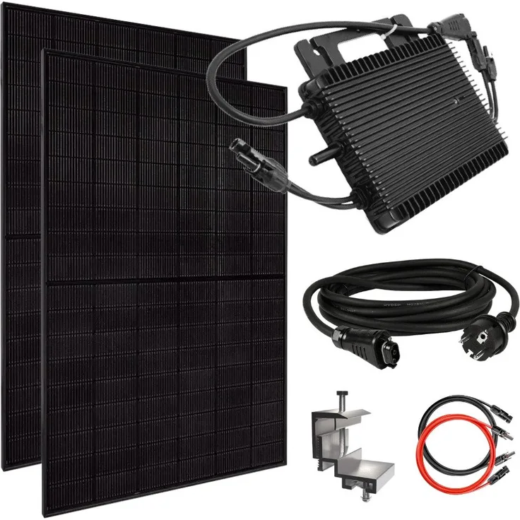 Myvoltaics MyBasic 880+ Watt Balkonkraftwerk - Premium transparent Variante, (2 Solarmodule TopCON Bifazial, WLAN Wechselrichter)
