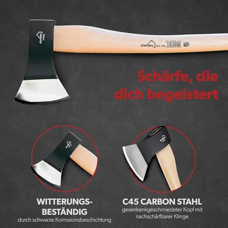 siwitec Axt VERSCHIEDENE SETS INKLUSIVE SCHNITTSCHUTZ, OPTIONAL MIT AXT-SCHÄRFER, SH-60 Survival Axt + SH-140 Spaltaxt, Packung 2-St., wahlweise mit oder ohne Messerschärfer, schwarz – Bild 4