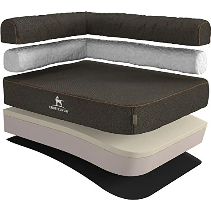 Knuffelwuff orthopädisches Eck Hundebett Marlie Hundekorb Hundesofa Hundekissen Hundekörbchen orthopädisch waschbar M-L 85 x 63cm Schwarz Lehne Links – Bild 1