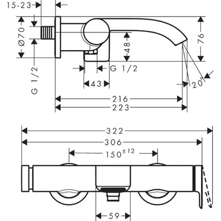 hansgrohe Badarmatur Vivenis 75420670, Schwarz Matt, 2-Funktionen, WaterfallStream, Keramikkartusche – Bild 3