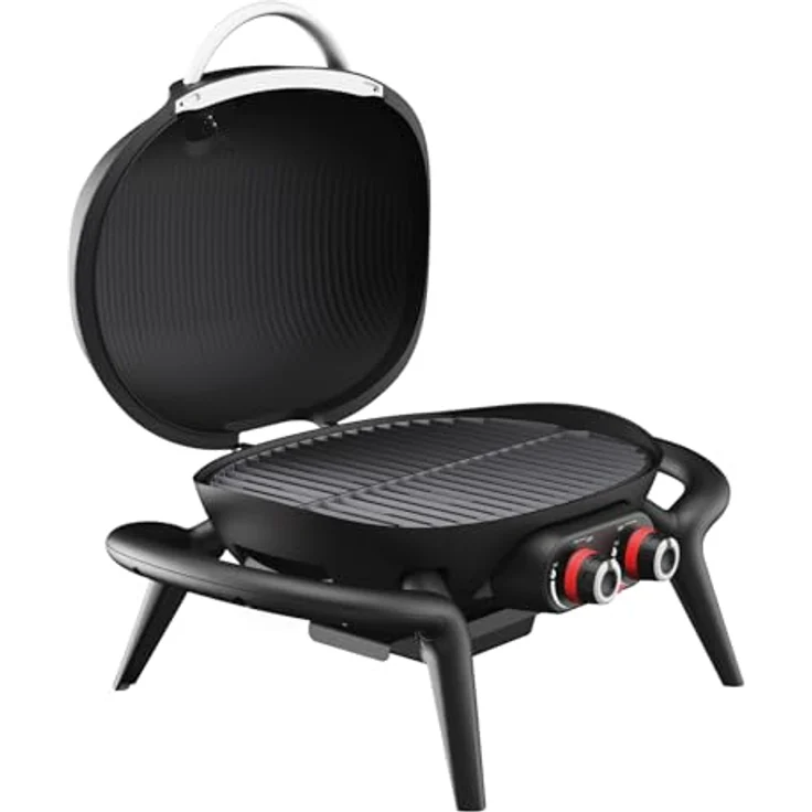 TAINO KENAI Gasgrill Set, Tischgrill mit Abdeckhaube, Gasdruckregler und Thermometer, Aluguss, Schwarz, 73 x 50 x 38 cm – Bild 4