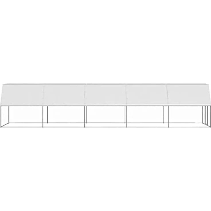 vidaXL Hühnerstall, Outdoor-Hühnerkäfig 2x10x2 m aus verzinktem Stahl, silbern mit wasserabweisendem Dach und sicherem Türschloss – Bild 3