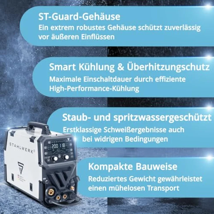 STAHLWERK CTM-250 Puls Pro, 6-in-1 Schutzgasschweißgerät mit 200 Ampere und Plasmaschneider, IP21S, 15,7 kg – Bild 4