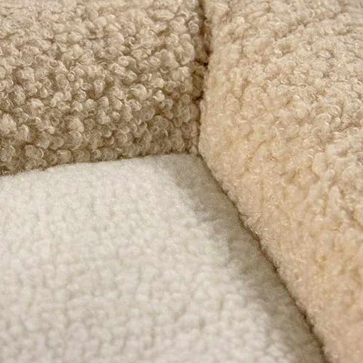 hjh LIVING Pawy Es Katzenbett + Hundebett, eckige Katzenhöhle mit Katzenkopfform, faltbares Design, Bouclé-Stoff, abnehmbares Teddy-Kissen – Bild 6