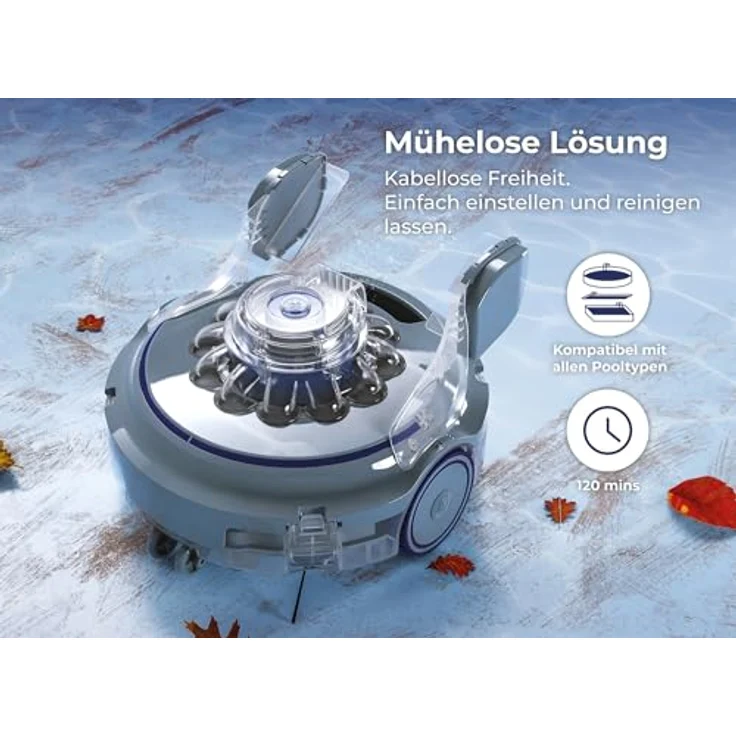 GRE RBR120 Akkubetriebener Reinigungsroboter, 120 Minuten Betriebsdauer für Pools und Spas, effiziente Boden- und Wandreinigung – Bild 2