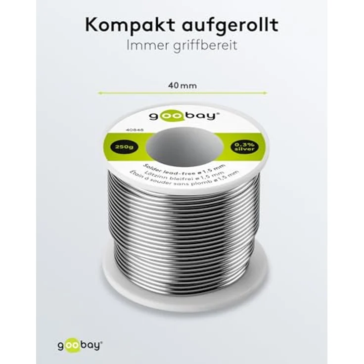 Goobay 40848 Lötzinn bleifrei, ø 1, 5 mm, 250 g Markenlötzinn mit einem Silberanteil (Ag) von 0, 3% – Bild 5
