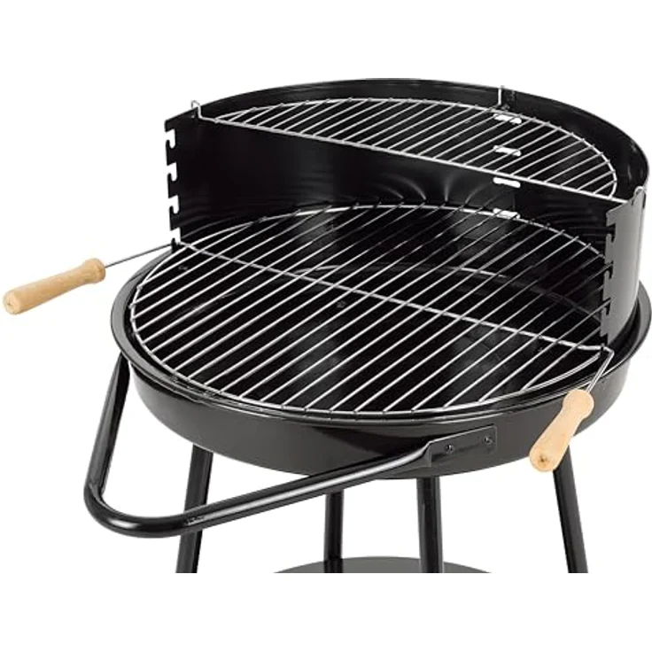 tepro Holzkohle-Rundgrill Highland, Grill mit Ablagefläche und Rädern, inklusive Grill- und Warmhalterost, Maße 52 x 52 x 81 cm – Bild 2