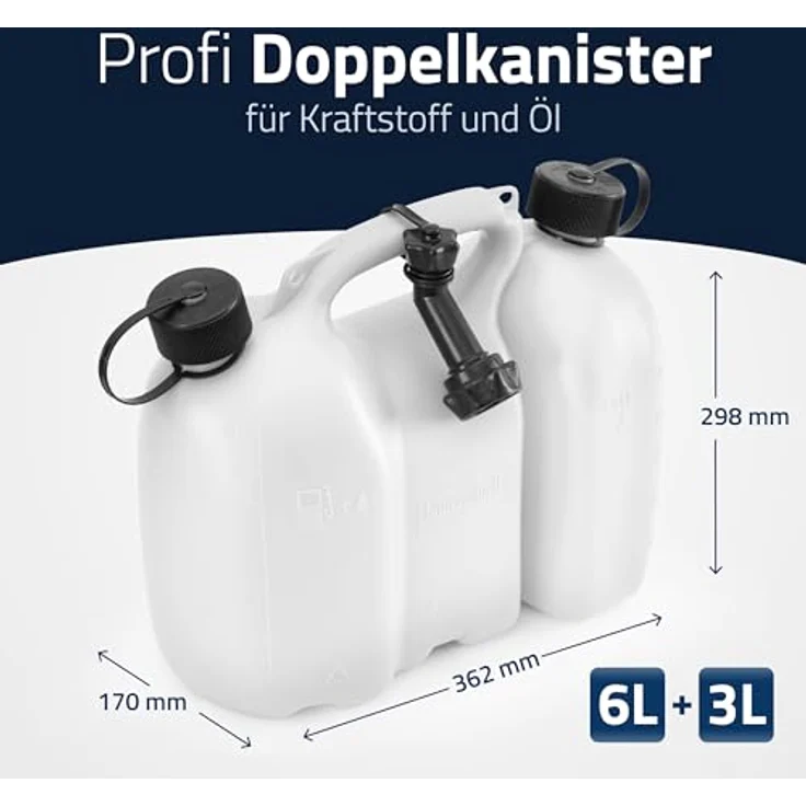 hünersdorff Doppelkanister, Profi 6+3 L, natur, 17.0x36.2x29.8 cm, 9 L, 804900 – Bild 3