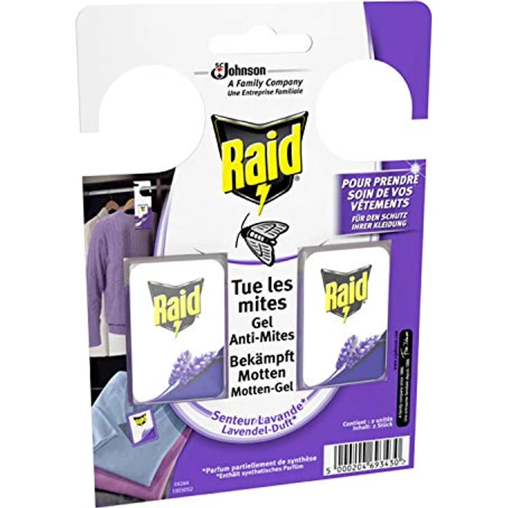 Raid (Paral) Motten-Gel, Mottenschutz für den Kleiderschrank, Mottenfalle mit Lavendel-Duft, 2 Stück (1er Pack ) – Bild 3