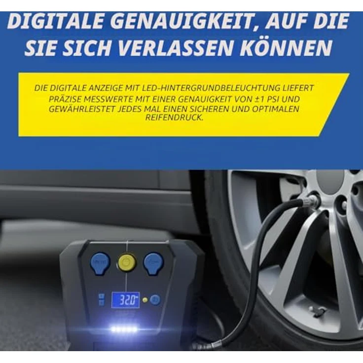 Michelin 12 V Kompressor, Luftkompressor mit programmierbarer Druckeinstellung und 16 l Tankvolumen, inklusive Adapter für Spielzeug, Ball und Fahrrad – Bild 2