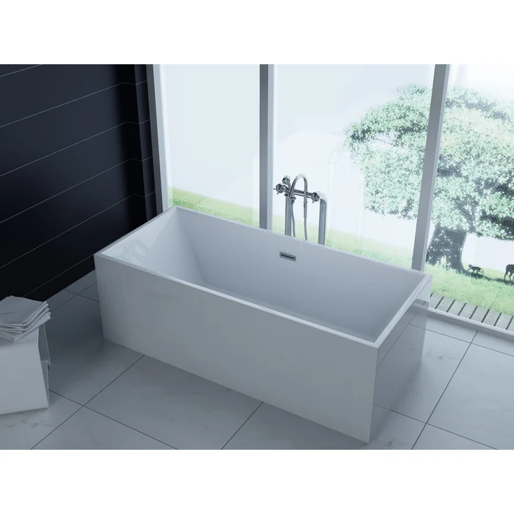 PureHaven, Badewanne, freistehende Luxus Acryl-Badewanne 170x80 cm elegant inkl. Siphon Überlaufschutz leicht zu (200 l, 170 cm, 80 cm) - Weiß