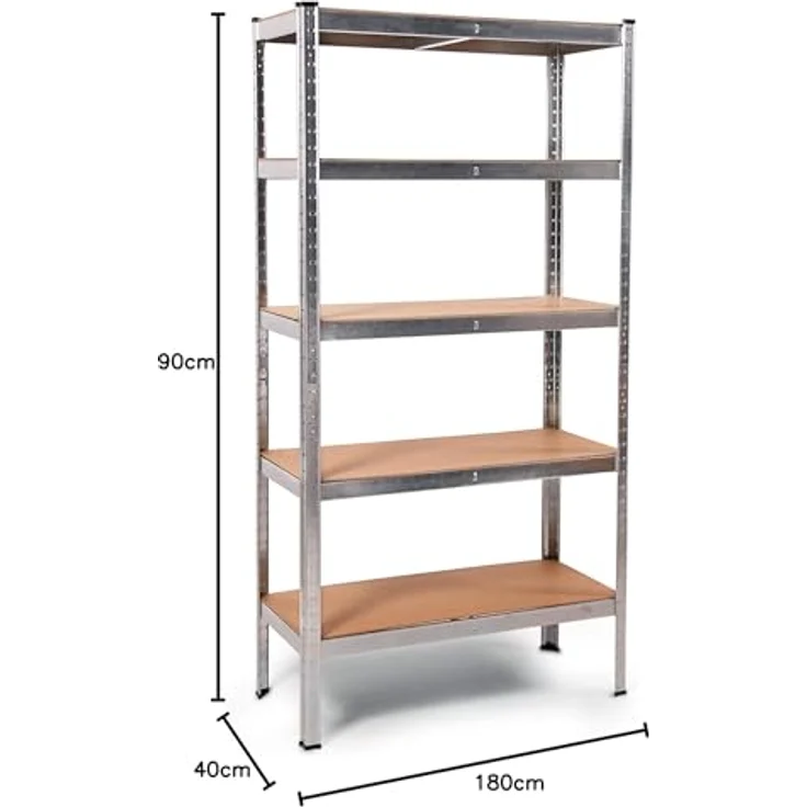ONDIS24 Schwerlastregal Metallregal Thomas, Lagerregal 90 x 40 x 180 (H) cm, Steckregal 5X 175kg belastbar, Grau – Bild 2