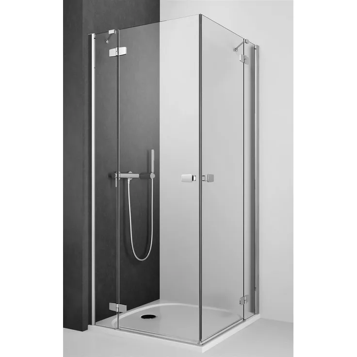 PUK Puk Blies Eckeinstieg / Festteil 800 / Anschlag links, Duschtür 800x2000 mm aus Sicherheitsglas mit Hebe-Senk-Funktion und wandanschlussprofil in Edel Chrom