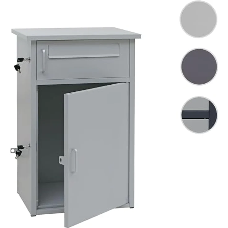 PROREGAL Paketkasten mit 2 Fächern, Stahl dunkelgrau/grau, HxBxT 78x49x38cm, wetterfest und sicher, mit seitlicher Verriegelung und Bodenanker – Bild 9