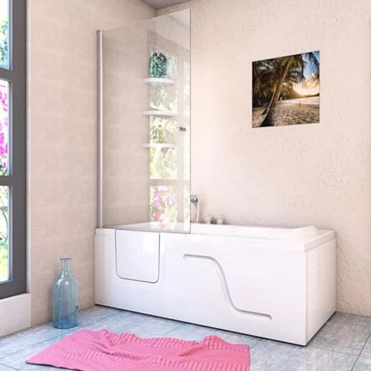 AcquaVapore Komplettdusche Kombi Duschkabine Whirlpool Seniorenwanne mit Tür S17D-EH-WP-R-EC, Sicherheitsglas ESG, inkl. Duschwanne, Integrierte Massagedüsen, Überlauf Abfluss, Whirlpool – Bild 3