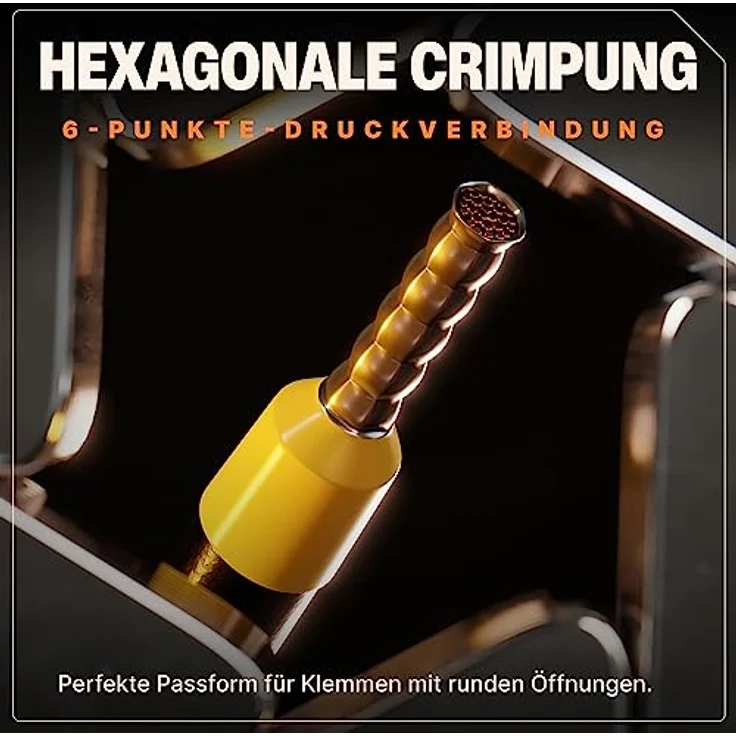 BAURIX® Sechskant Crimpzange mit 2000 Aderendhülsen Set I Aderendhülsenzange selbsteinstellend [Für 0,25-6mm²] I Krimpzange, Crimpzangen, Crimp Zange, Presszange – Bild 5