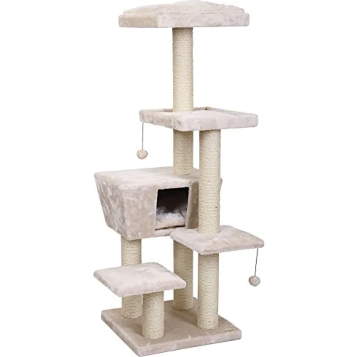 Europet Bernina 431-422434 Katzenkratzbaum Trend North Dakota, Circa 48 x 48 x 141 cm, Creme