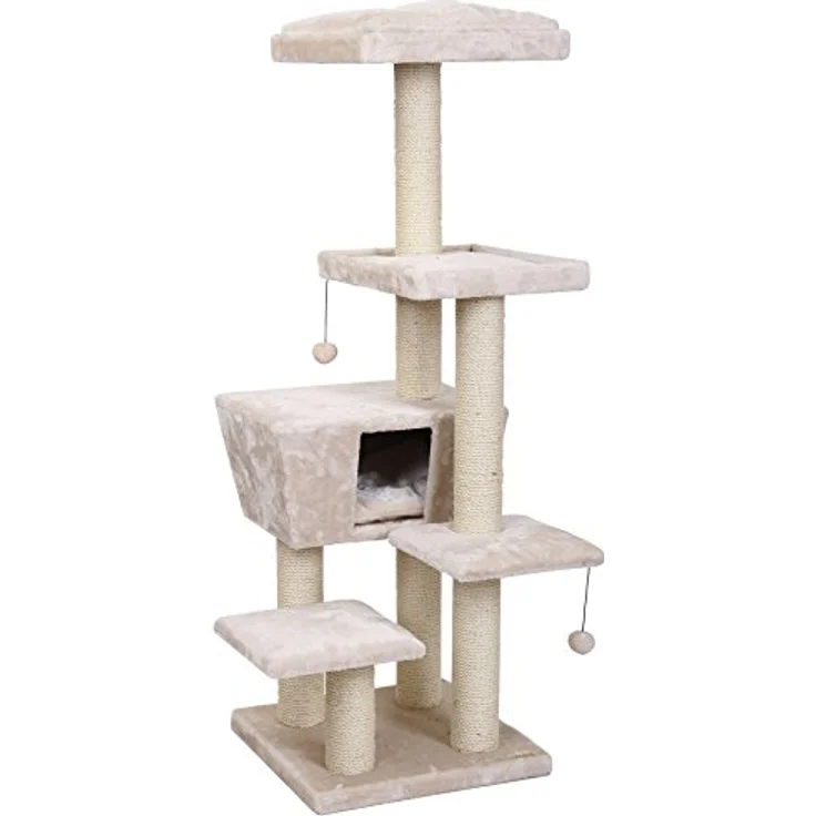Europet Bernina 431-422434 Katzenkratzbaum Trend North Dakota, Circa 48 x 48 x 141 cm, Creme – Bild 1