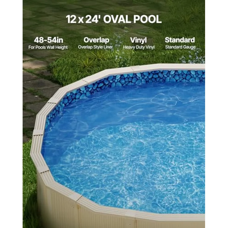 VEVOR YCNCOVAL12249VN11V0, Ovale Poolfolie aus Vinyl in Blau, 7,32 m x 3,66 m, verschleißfest und reißfest – Bild 2