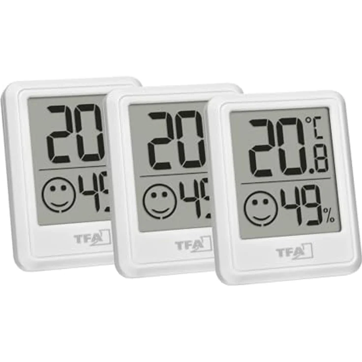 TFA Digitales Thermo-Hygrometer, Thermometer und Hygrometer mit Komfortzone-Anzeige, Weiss – Bild 1