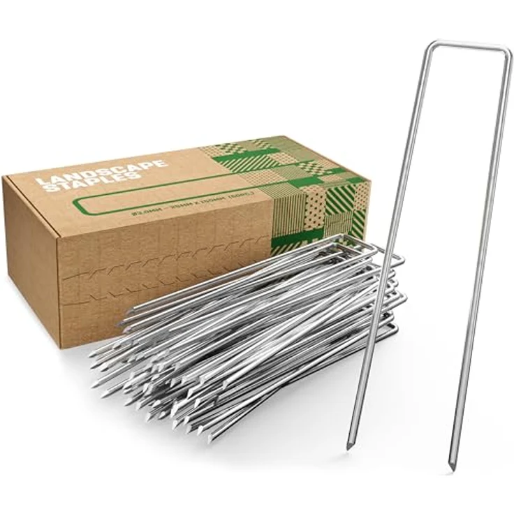 GardenGloss Anti-Rost Erdanker aus Stahl, stabile Bodenanker (50 Stück) für Unkrautvlies, Zaun & Camping, 150 mm lang, Ø 3 mm, U-Form mit scharf angespitzten Enden – Bild 1