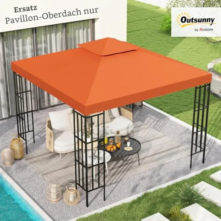Outsunny Pavillon-Ersatzdach Ersatzdach für Metall-Pavillon, hochwertiges Terrakotta Polyester, 3 x 3 m – Bild 2
