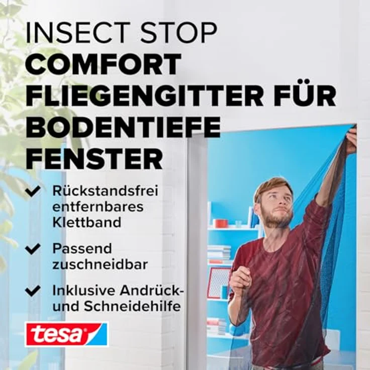 tesa Fliegengitter COMFORT für bodentiefe Fenster, weiß – Bild 2