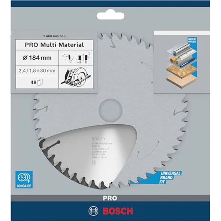 Bosch ProfessionalZubehör 2608640506 Kreissägeblatt Multi Material 184 x 30 x 2,4 mm, 48 – Bild 2