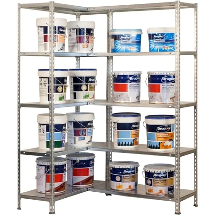 Simonrack Simonclick Eckregal Simoncorner, 180 x 100 x 40 cm, Traglast 80 kg pro Boden, 10 höhenverstellbare Böden, Silber/Silber – Bild 5