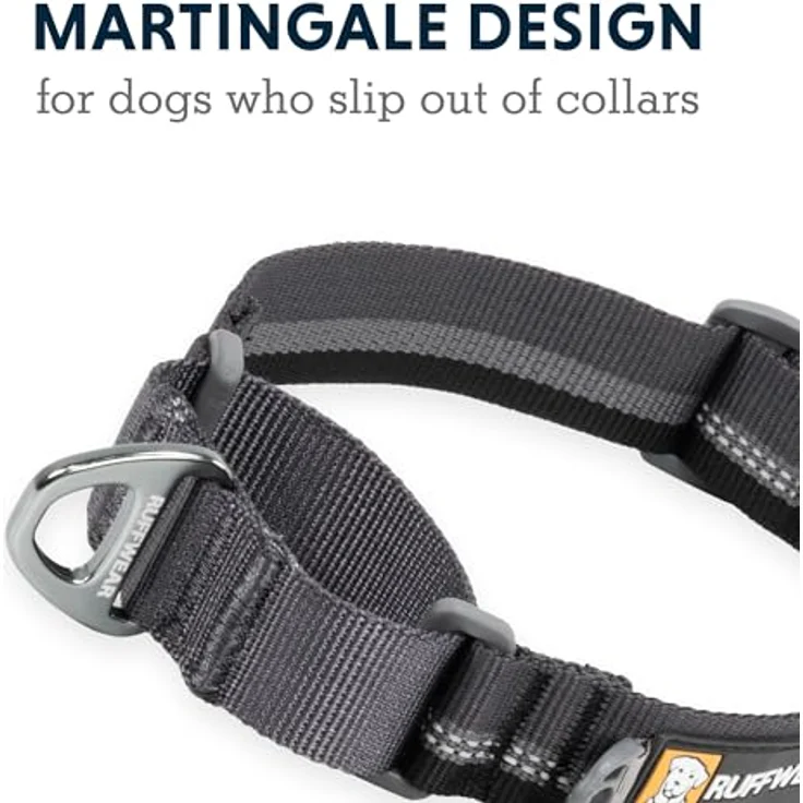 RUFFWEAR Web Reaction Hundehalsband, verstellbares Martingal-Halsband mit Aluminium-V-Ring und seitlicher Öffnung, bequemer Stoff, reflektierendes mit Schlauchlock-Gurtband River Rock Green 17"-20" – Bild 3