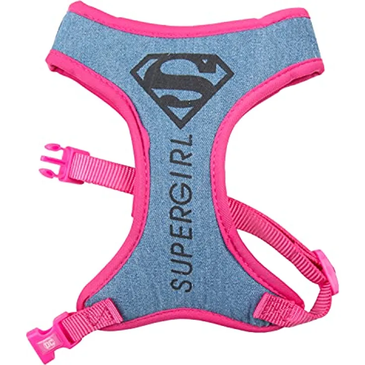 Cerdá Life'S Little Moments Arnes für große Hunde Desuper Girl, gepolstertes Hundegeschirr mit Schnellverschluss, für Halsumfang 48 cm und Brustumfang 60-95 cm, offiziell lizenziert von DC Comics