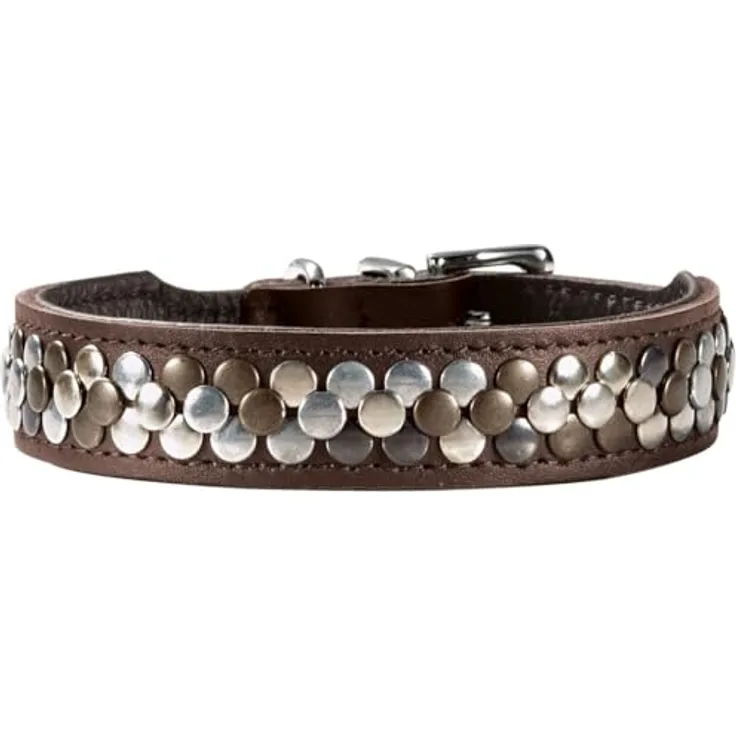 Hunter Tierbedarf Hunde-Halsband Arizona Up, Rindsleder mit luxuriöser Nietenverzierung, braun, Made in Germany