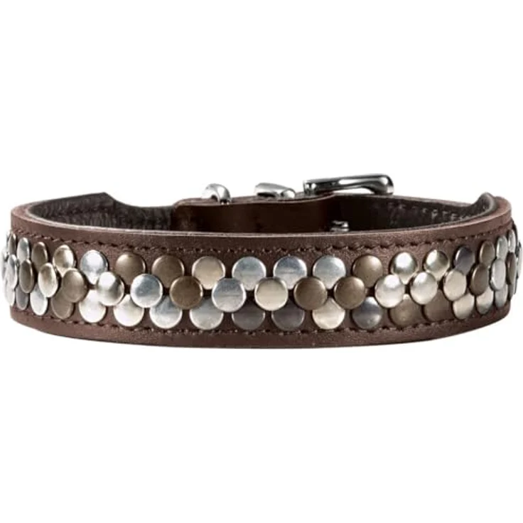 Hunter Tierbedarf Hunde-Halsband Arizona Up, Rindsleder mit luxuriöser Nietenverzierung, braun, Made in Germany – Bild 1