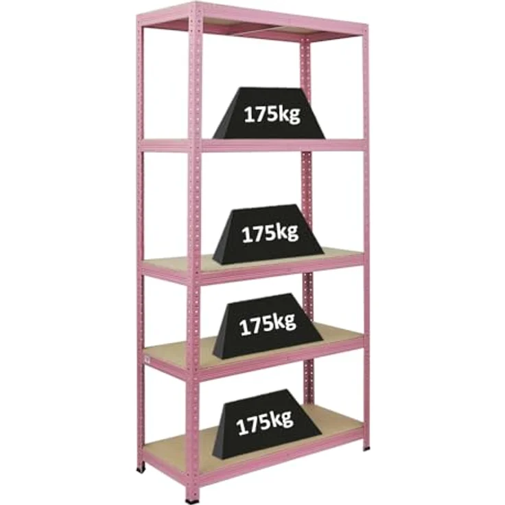 Proregal Schwerlastregal PINK LADY, 180 x 90 x 40 cm, Traglast 175 kg, 5 höhenverstellbare Böden, Rosa – Bild 1