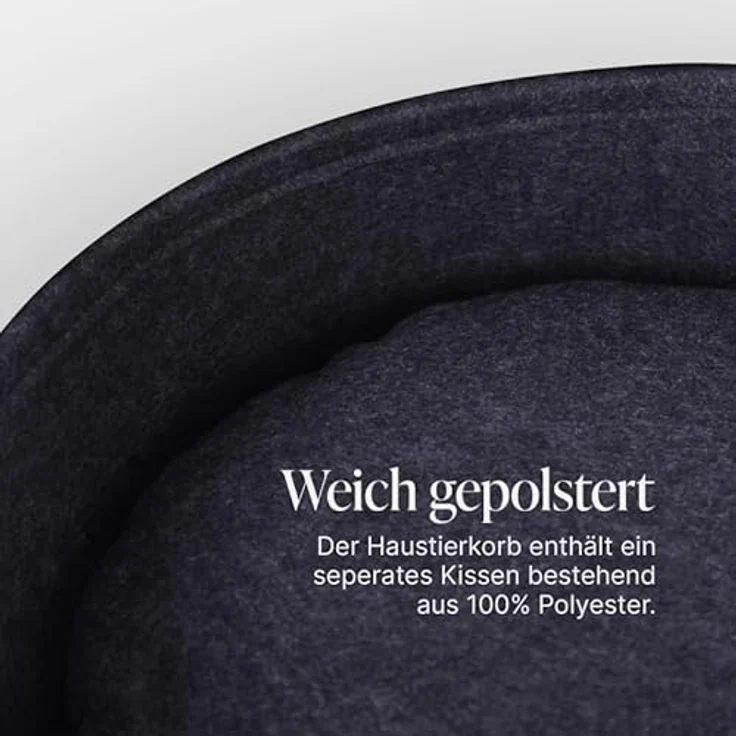 Bestlivings Katzenkorb Ø40cm - inkl. Kissen - Katzenbett Home - Katzenschlafplatz aus Filz rund, Filzbett für Katzen - Haustier Liegeplatz mit Henkel – Bild 4
