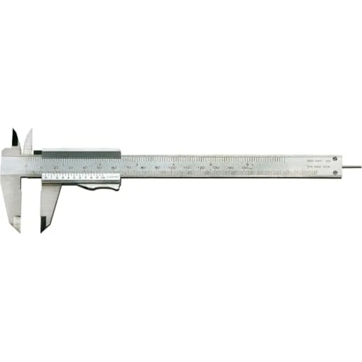 Forum Präzisions-Taschenmessschieber 150 mm, analoger Messschieber aus rostfreiem Stahl mit Momentfeststellung, für Innen-, Außen-, Tiefen- und Stufenmessungen