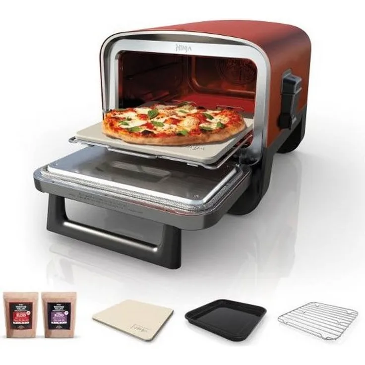 NINJA Pizzaofen Ninja OO101DE Woodfire Ofen für Outdoor-Kochen, 8-in-1 Kochvielfalt, bis zu 370 °C, intensives Aroma, schnelle Zubereitung, schwarz - Preisvergleich
