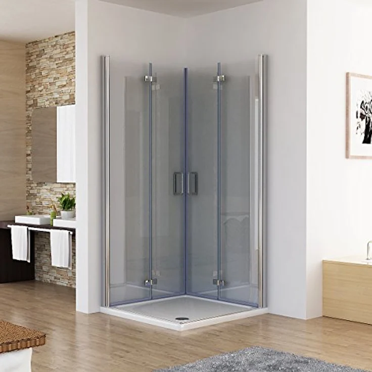 Duschkabine 80x75 Eckig Dusche Falttür 180º Duschwand Duschabtrennung NANO Glas 185cm DA – Bild 3