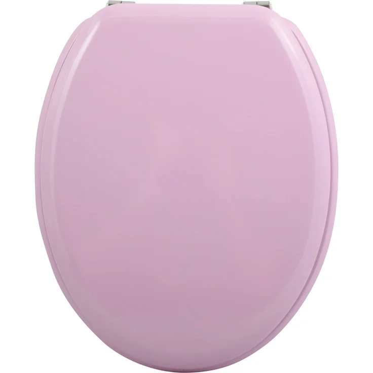 MSV WC-Sitz Cleo, MDF 45 cm x 37 cm x 5,6 cm, rosa, rostfreie Scharniere, feuchtigkeitsresistente Beschichtung, rutschfest