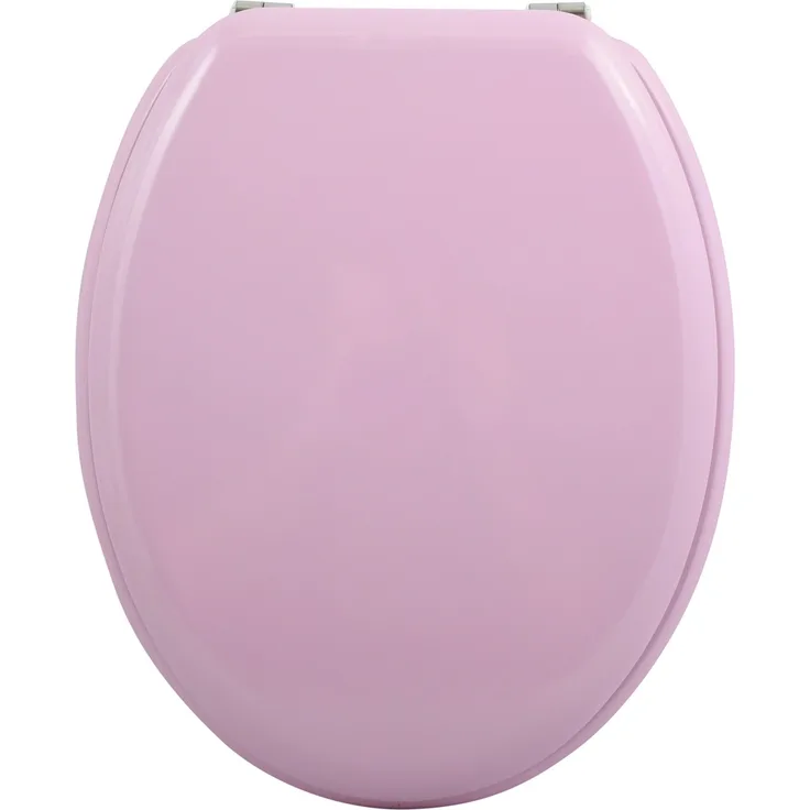 MSV WC-Sitz Cleo, MDF 45 cm x 37 cm x 5,6 cm, rosa, rostfreie Scharniere, feuchtigkeitsresistente Beschichtung, rutschfest
