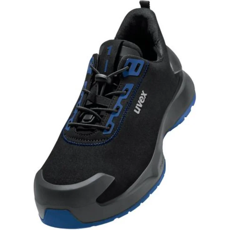 Uvex 1 x-craft Sicherheitsschuh Halbschuhe S2, schwarz/blau, mit atmungsaktiver Konstruktion und Energierückgabe-Funktion, Größe 43