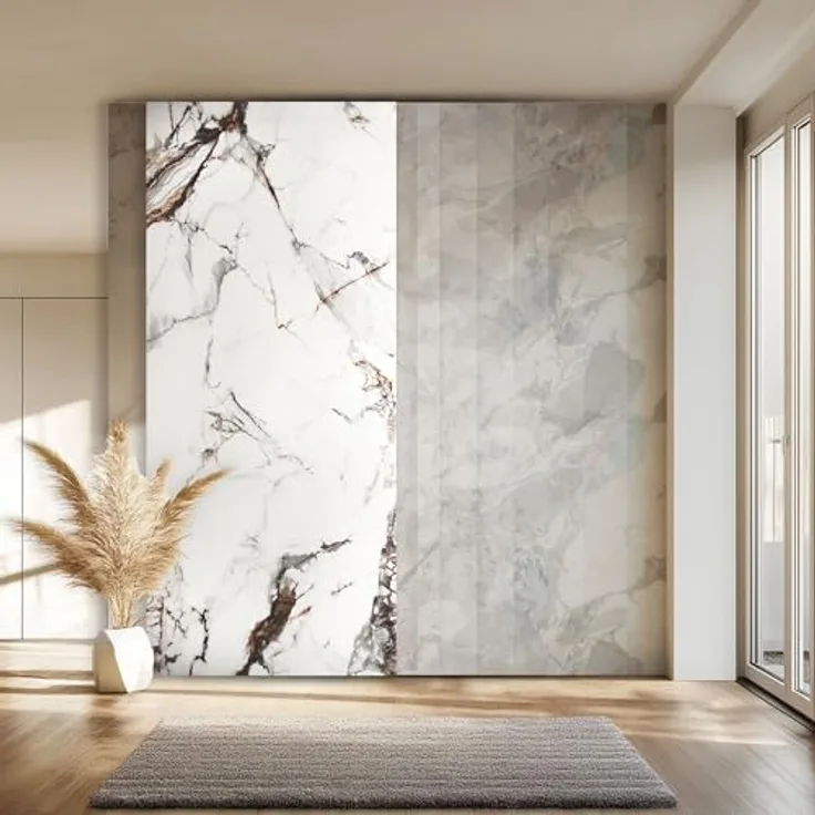 HEXIM Marmorplatten Optik 2 Stück 280x122 cm SPC Kunststoff, Granit Steinoptik für Innen & Außen, Duschrückwand und Küchenrückwand, einfach zu montieren, 6,84 m², Modell 2012A A-Serie