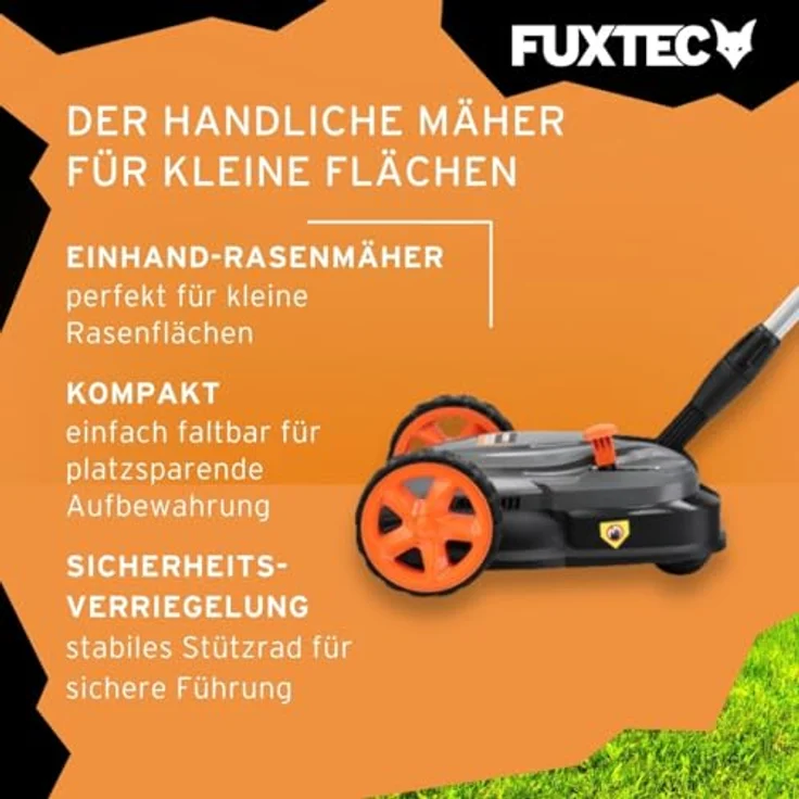 FUXTEC Akku Einhand-Rasenmäher FX-E1RMEH20, kompakter Gartenmäher mit 220mm Schnittbreite, 300W Leistung, 3-fache Schnitthöheneinstellung 30–50mm, flexible Kugelkopfsteuerung – Bild 5