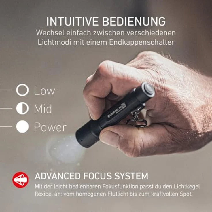 Ledlenser P3R Mini LED Taschenlampe, wiederaufladbar, 200 Lumen, 130m Fokus, IP54, 8 Stunden Laufzeit, 41g Schlüsselanhänger für Camping und Hundespaziergänge – Bild 3