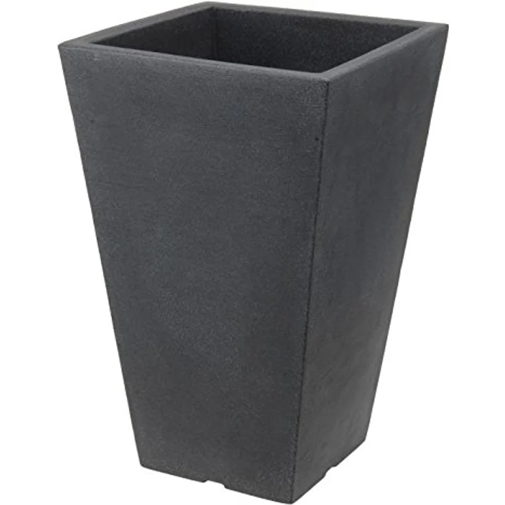 Spetebo Kunststoff Pflanzsäule anthrazit 55 cm - Blumenkübel Trapezförmig - Pflanztopf Pflanzkübel